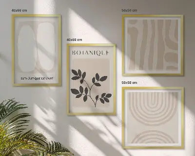 Tavelvägg med boho-motiv affischer med delikata växter
