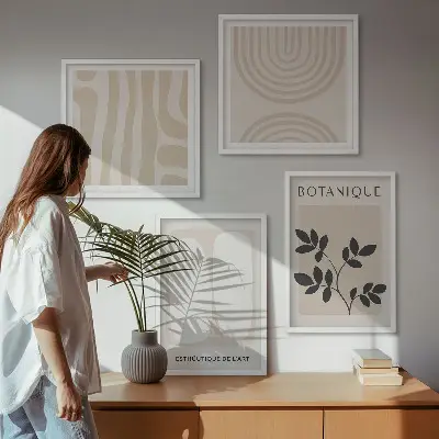 Tavelvägg med boho-motiv affischer med delikata växter