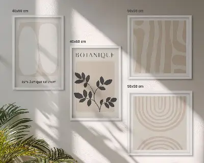 Tavelvägg med boho-motiv affischer med delikata växter