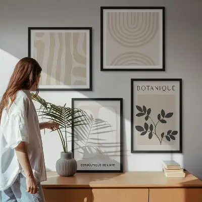 Tavelvägg med boho-motiv affischer med delikata växter