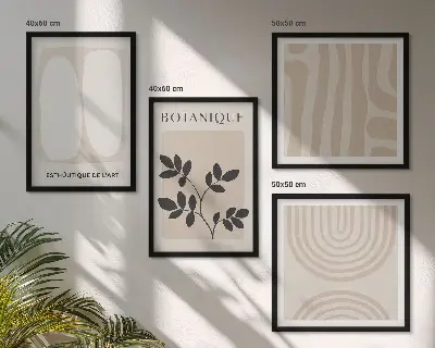 Tavelvägg med boho-motiv affischer med delikata växter