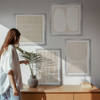 Tavelvägg med 4 tavlor Abstrakta boho mönster former