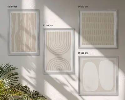 Tavelvägg med 4 tavlor abstrakta boho-mönster och former