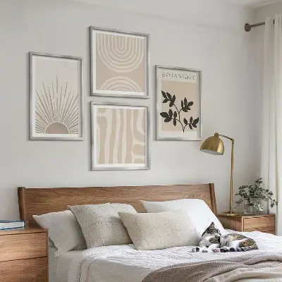 Abstrakta växtmönster tavelvägg för placering ovanför soffa