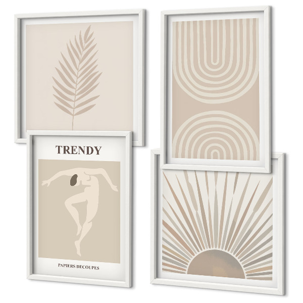Set om 4 tavlor Pastellfärgade boho abstrakta posters
