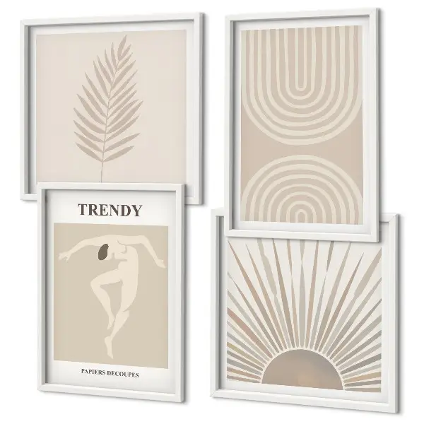 Abstrakta posters i pastellfärgad boho-stil set om 4 tavlor