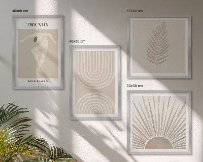 Set om 4 tavlor Pastellfärgade boho abstrakta posters