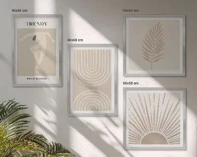 Abstrakta posters i pastellfärgad boho-stil set om 4 tavlor