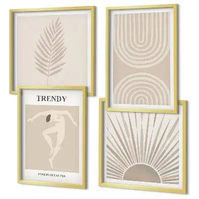 Abstrakta posters i pastellfärgad boho-stil set om 4 tavlor