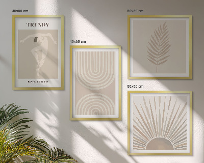 Set om 4 tavlor Pastellfärgade boho abstrakta posters