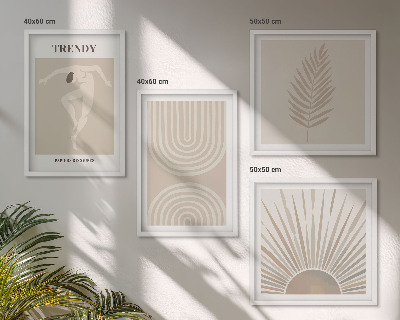 Set om 4 tavlor Pastellfärgade boho abstrakta posters