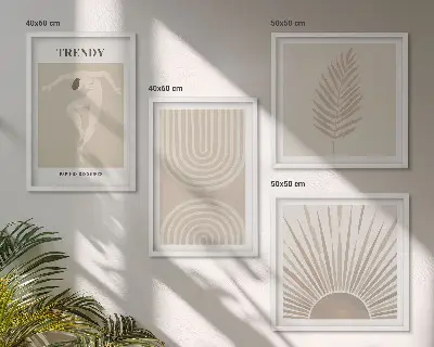 Abstrakta posters i pastellfärgad boho-stil set om 4 tavlor