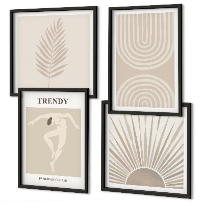 Set om 4 tavlor Pastellfärgade boho abstrakta posters