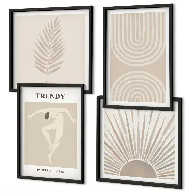 Abstrakta posters i pastellfärgad boho-stil set om 4 tavlor