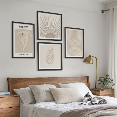 Set om 4 tavlor Pastellfärgade boho abstrakta posters