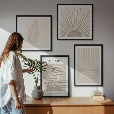 Set om 4 tavlor Pastellfärgade boho abstrakta posters