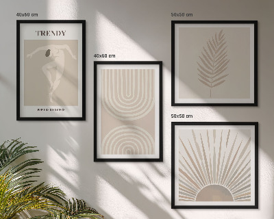 Set om 4 tavlor Pastellfärgade boho abstrakta posters