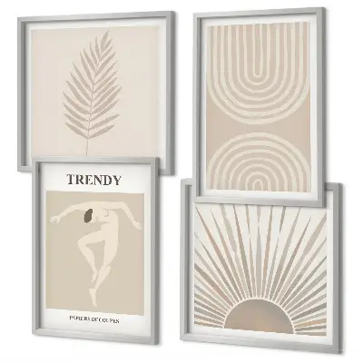 Abstrakta posters i pastellfärgad boho-stil set om 4 tavlor
