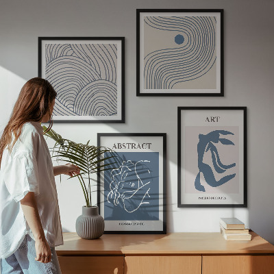 Tavelvägg med 4 tavlor Abstrakta linjer och vågor poster