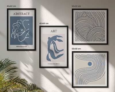 Tavelvägg med 4 tavlor Abstrakta linjer och vågor poster
