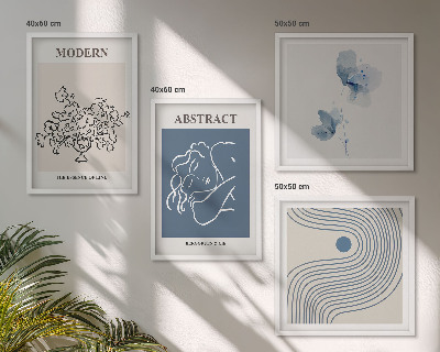 Tavelvägg ovanför soffa Blommor linjer abstrakta posters