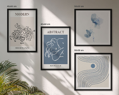 Tavelvägg ovanför soffa Blommor linjer abstrakta posters