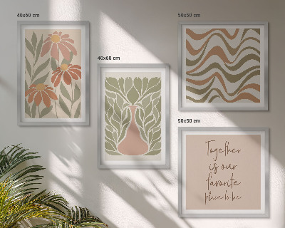 Tavelvägg ovanför soffa Pastell abstrakta blommor