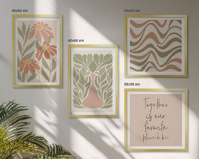 Tavelvägg ovanför soffa Pastell abstrakta blommor