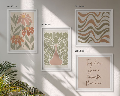 Tavelvägg ovanför soffa Pastell abstrakta blommor