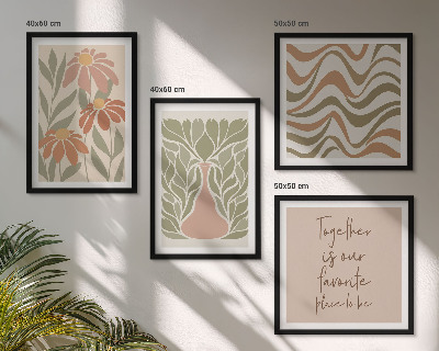 Tavelvägg ovanför soffa Pastell abstrakta blommor