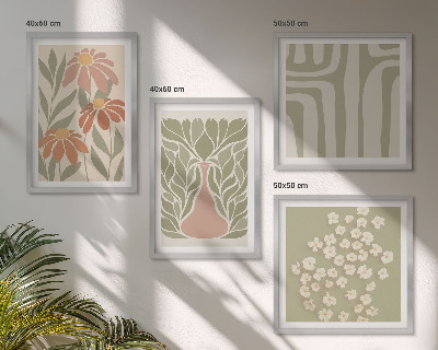 Set om 4 tavlor Blommig minimalistisk boho