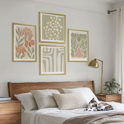 Set om 4 tavlor Blommig minimalistisk boho