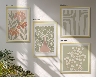 Set om 4 tavlor Blommig minimalistisk boho