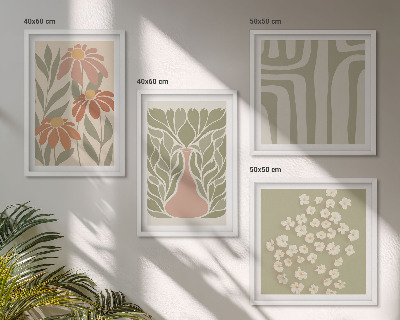 Set om 4 tavlor Blommig minimalistisk boho