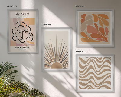 Tavelvägg med 4 tavlor Sol boho pastellformer