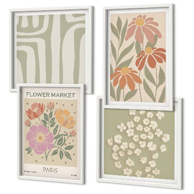 Tavelvägg ovanför soffa Botaniska motiv Paris minimalism