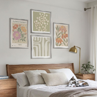 Tavelvägg ovanför soffa Botaniska motiv Paris minimalism