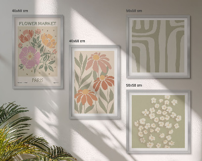 Tavelvägg ovanför soffa Botaniska motiv Paris minimalism