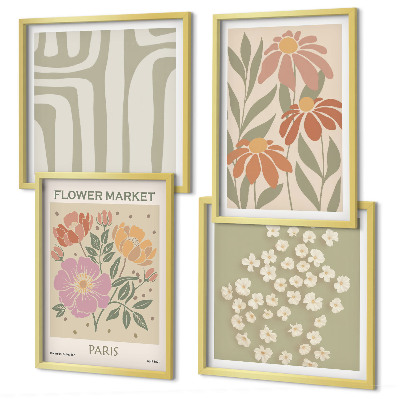 Tavelvägg ovanför soffa Botaniska motiv Paris minimalism