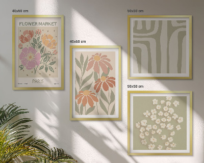 Tavelvägg ovanför soffa Botaniska motiv Paris minimalism