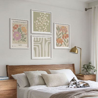 Tavelvägg ovanför soffa Botaniska motiv Paris minimalism