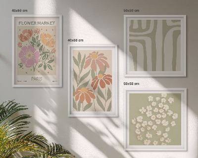 Tavelvägg ovanför soffa Botaniska motiv Paris minimalism