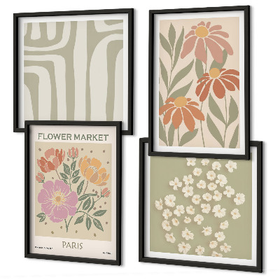 Tavelvägg ovanför soffa Botaniska motiv Paris minimalism