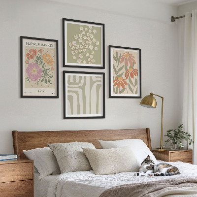 Tavelvägg ovanför soffa Botaniska motiv Paris minimalism