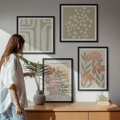 Tavelvägg ovanför soffa Botaniska motiv Paris minimalism