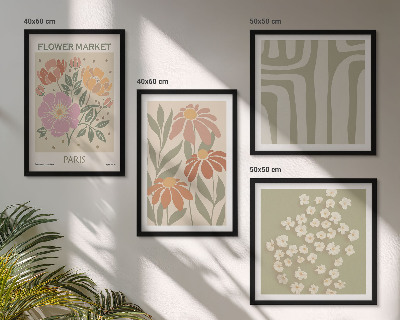 Tavelvägg ovanför soffa Botaniska motiv Paris minimalism