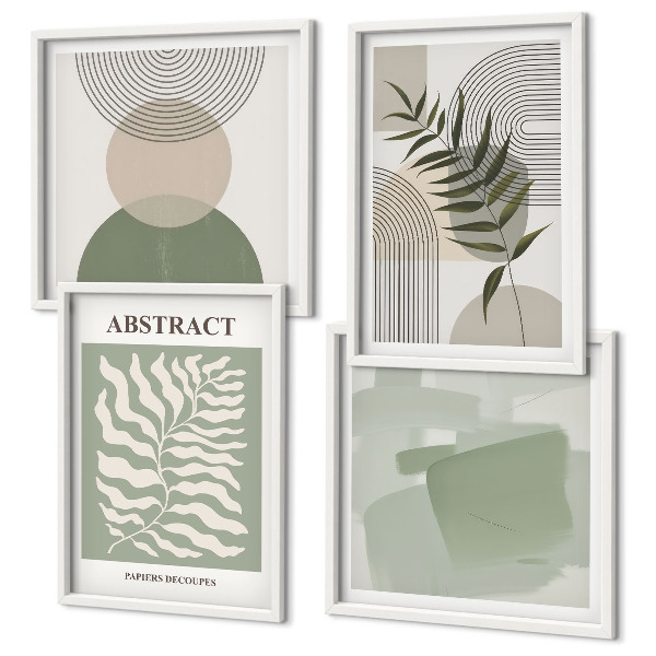 Set om 4 tavlor Botaniska boho-abstraktioner