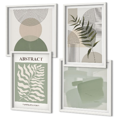 Set om 4 tavlor Botaniska boho-abstraktioner
