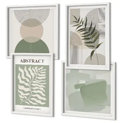 Botaniska boho-abstraktioner set om 4 tavlor