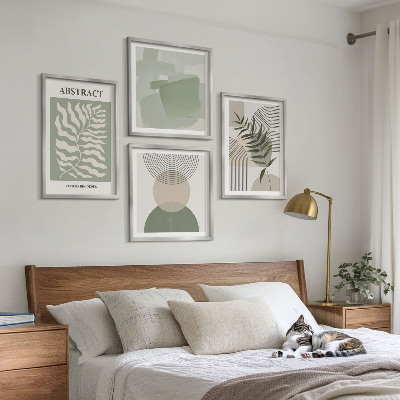 Set om 4 tavlor Botaniska boho-abstraktioner